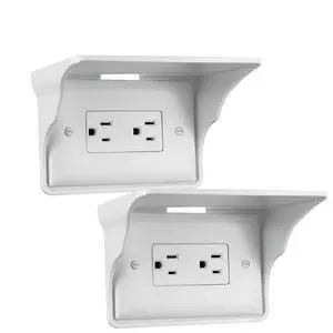 Horizontal Wall Outlet Shelf. Home Wall Shelf Organizer for Outlets. Perfect for Bathroom, Kitchen, Bedrooms with Cord Management and Easy Installation. White 2-Pack Horizontal Wall Outlet Shelf. Home Wall Shelf Organizer for Outlets. Perfect for Bathroom, Kitchen, Bedrooms with Cord Management and Easy Installation. White 2-Pack