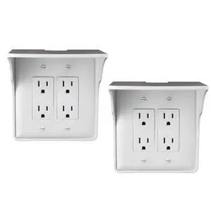 2 Pac White Double Wall Outlet Shelf-Home Wall Shelf Organizer for Outlets, Perfect for Bathroom, Kitchen, Bedrooms with Cord Management and Easy Installation 2 Pac White Double Wall Outlet Shelf-Home Wall Shelf Organizer for Outlets, Perfect for Bathroom, Kitchen, Bedrooms with Cord Management and Easy Installation