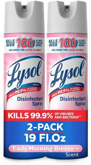 Disinfectant Spray, Household Cleaning Supplies, Disinfecting Multi-Purpose Room Spray, Antibacterial Sanitizer, Deodorizer, Kills Hantavirus, Early Morning Breeze, 19 Fl Oz (Pack of 2) Disinfectant Spray, Household Cleaning Supplies, Disinfecting Multi-Purpose Room Spray, Antibacterial Sanitizer, Deodorizer, Kills Hantavirus, Early Morning Breeze, 19 Fl Oz (Pack of 2)