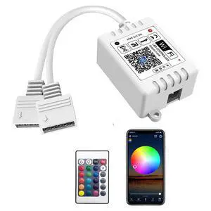 Smart WiFi RGBW LED Controller 2-Output 5 Pin with 24-Key Remote,Compatible with Alexa&Google Assistant,Voice/APP Control Strip Lights for Android/iOS System(WiFi LED Controller Only) Smart WiFi RGBW LED Controller 2-Output 5 Pin with 24-Key Remote,Compatible with Alexa&Google Assistant,Voice/APP Control Strip Lights for Android/iOS System(WiFi LED Controller Only)