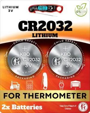 Meat Thermometer Battery Replacement Kit (2-Pack) CR2032 - Compatible with Most Brands - Coin Cell Battery for Meat Thermometers Meat Thermometer Battery Replacement Kit (2-Pack) CR2032 - Compatible with Most Brands - Coin Cell Battery for Meat Thermometers