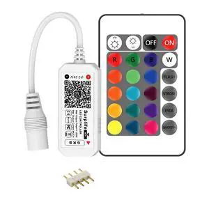 4 Pin WiFi RGB LED Controller, RF Wireless Remote Control, DC 5V/12V/24V for 5050 3528 5630 RGB LED Strip Lights, Compatible with Alexa Google Home IFTTT 4 Pin WiFi RGB LED Controller, RF Wireless Remote Control, DC 5V/12V/24V for 5050 3528 5630 RGB LED Strip Lights, Compatible with Alexa Google Home IFTTT