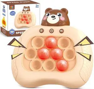 Fast Push Game Fidget Toys, Handheld Game Console, Bubble Game Console, Puzzle Game, Light up Push Game Kids Toys for Ages 3-12, Birthday for Boys Girls Adult (Brown Bear) Fast Push Game Fidget Toys, Handheld Game Console, Bubble Game Console, Puzzle Game, Light up Push Game Kids Toys for Ages 3-12, Birthday for Boys Girls Adult (Brown Bear)