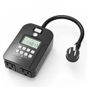 Outdoor Digital Timer for Lights, 7-Day Programmable Plug Waterproof with 2 Grounded Outlets for Landscape String Light, 15A, 1/2 HP UL Listed, 7 Day Dusk to Dawn Programmable Timer Outdoor Digital Timer for Lights, 7-Day Programmable Plug Waterproof with 2 Grounded Outlets for Landscape String Light, 15A, 1/2 HP UL Listed, 7 Day Dusk to Dawn Programmable Timer