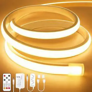COB LED Strip Lights 32.8Ft, Warm White Dimmable Self-Adhesive Led Rope Light with Remote, Flexible Cuttable Waterproof 3000K Silicone Neon Tape Light for Bedroom, Indoor, Cabinet, 10mm Width COB LED Strip Lights 32.8Ft, Warm White Dimmable Self-Adhesive Led Rope Light with Remote, Flexible Cuttable Waterproof 3000K Silicone Neon Tape Light for Bedroom, Indoor, Cabinet, 10mm Width
