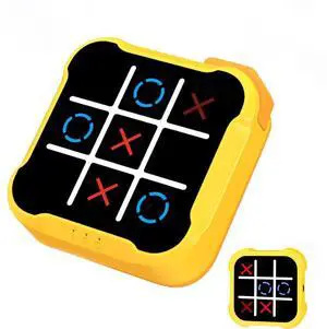 Tic Tac Toe, 4 in 1 Handheld Educational Game Machine, Electronic Tic Tac Toe Game for Education and Memory Growth, Home, Toy Board Game for Kids and Adults (Yellow) Tic Tac Toe, 4 in 1 Handheld Educational Game Machine, Electronic Tic Tac Toe Game for Education and Memory Growth, Home, Toy Board Game for Kids and Adults (Yellow)