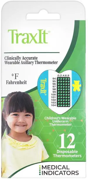 Underarm Thermometer Sticker for Kids, Babies 6+ Months (12-Pack, Fahrenheit) Wearable for Up to 48 Hrs with Continuous Temperature Readings, Battery Free, Single Use, Disposable Thermometer Underarm Thermometer Sticker for Kids, Babies 6+ Months (12-Pack, Fahrenheit) Wearable for Up to 48 Hrs with Continuous Temperature Readings, Battery Free, Single Use, Disposable Thermometer