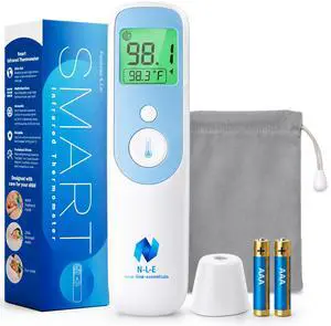 N-L-E Clinical Thermometer, Forehead & Ear Thermometer for Adults, Babies & Toddlers, 1-Second Reading, Color Fever Alert, Silent Mode, 40 Memories N-L-E Clinical Thermometer, Forehead & Ear Thermometer for Adults, Babies & Toddlers, 1-Second Reading, Color Fever Alert, Silent Mode, 40 Memories