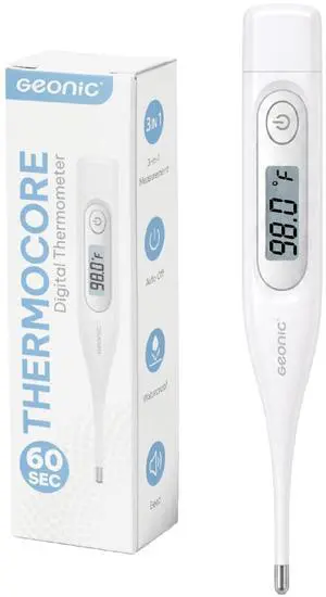 Digital Thermometer for Adults & Kids, 60-Second Reading, 3-in-1 Oral Rectal Underarm Use, Fever Alarm, Memory Recall, Water-Resistant, White Digital Thermometer for Adults & Kids, 60-Second Reading, 3-in-1 Oral Rectal Underarm Use, Fever Alarm, Memory Recall, Water-Resistant, White