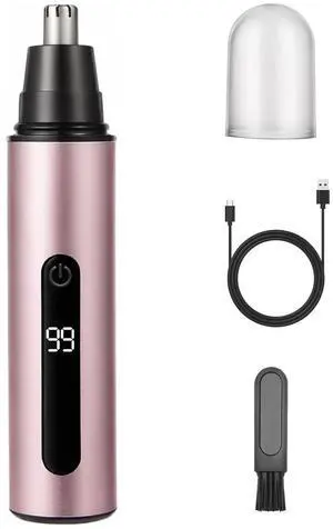 Nose Hair Trimmer for Men and Women,USB Rechargeable Eyebrow & Facial Hair Remover with LED Display,Aluminum Alloy Shell with IPX7 Waterproof,Dual Edge Blades for Easy Cleaning (Pink Gold) Nose Hair Trimmer for Men and Women,USB Rechargeable Eyebrow & Facial Hair Remover with LED Display,Aluminum Alloy Shell with IPX7 Waterproof,Dual Edge Blades for Easy Cleaning (Pink Gold)