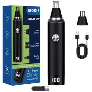 Ear & Nose Hair Trimmer with LED Display for Men Women,Painless USB Rechargeable Eyebrow & Facial & Nose Hair Trimmer Clipper,Professional IPX7 Waterproof Dual Edge Blades (Black) Ear & Nose Hair Trimmer with LED Display for Men Women,Painless USB Rechargeable Eyebrow & Facial & Nose Hair Trimmer Clipper,Professional IPX7 Waterproof Dual Edge Blades (Black)