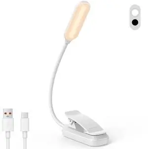 20 Led Book Light Clip On, USB Rechargeable Reading Light, Eye Caring 3 Color Temperatures, Adjustable Brightness, Portable, Sturdy Clamp Light Suitable for Traveling and People Studying Etc. (White1) 20 Led Book Light Clip On, USB Rechargeable Reading Light, Eye Caring 3 Color Temperatures, Adjustable Brightness, Portable, Sturdy Clamp Light Suitable for Traveling and People Studying Etc. (White1)