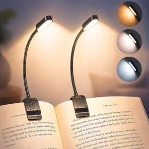 2 Pack Rechargeable Book Lights for Reading at Night, Eye-Caring Clip-On Reading Lights with 3 Color Temperatures & 3 Brightness Levels, Long Runtime Small Lightweight Clip on Lamp, Gifts for Reader 2 Pack Rechargeable Book Lights for Reading at Night, Eye-Caring Clip-On Reading Lights with 3 Color Temperatures & 3 Brightness Levels, Long Runtime Small Lightweight Clip on Lamp, Gifts for Reader