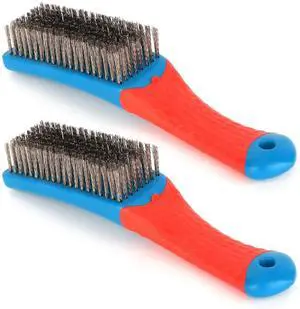 2 Pack Wire Brushes for Cleaning-Heavy Duty Stainless Steel Wire Scratch Brush for Metal Rust Cleaning,Paint Scrubbing with Rubber Covered Handle (2) 2 Pack Wire Brushes for Cleaning-Heavy Duty Stainless Steel Wire Scratch Brush for Metal Rust Cleaning,Paint Scrubbing with Rubber Covered Handle (2)