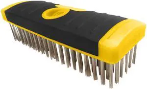 SB619/SS Stainless Steel Wire Scrub Brush Block | Soft-Grip, Threaded Pole Socket, Rust and Other Harsh Finishes SB619/SS Stainless Steel Wire Scrub Brush Block | Soft-Grip, Threaded Pole Socket, Rust and Other Harsh Finishes