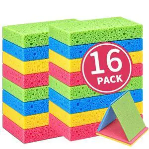 Kitchen Sponges Compressed Cellulose Sponge, Non Scratch Natural Dish Sponge for Kitchen Cleaning Sponges for Dishes Bathroom Cars Pop-up Cleaning Sponge,16 PCS Kitchen Sponges Compressed Cellulose Sponge, Non Scratch Natural Dish Sponge for Kitchen Cleaning Sponges for Dishes Bathroom Cars Pop-up Cleaning Sponge,16 PCS