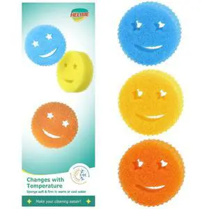 Dish Scrub Sponges, Non-Scratch Temperature Controlled Smiley Color Sponge | Scrubber Dishwasher Safe for Household Cleaning, Kitchen, Bathroom, Stain Odor Resistant Polymer Multi-Functional Bulk Pads Dish Scrub Sponges, Non-Scratch Temperature Controlled Smiley Color Sponge | Scrubber Dishwasher Safe for Household Cleaning, Kitchen, Bathroom, Stain Odor Resistant Polymer Multi-Functional Bulk Pads