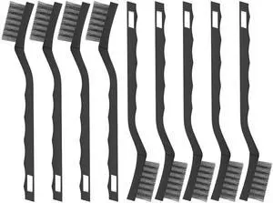 9 PCS Mini Wire Brush Set, Stainless Steel Wire Brush with Curved Handle, Black Scratch Brush for Paint and Rust Removal 9 PCS Mini Wire Brush Set, Stainless Steel Wire Brush with Curved Handle, Black Scratch Brush for Paint and Rust Removal