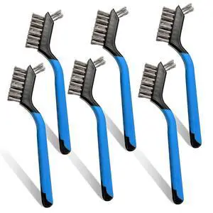 Mini Wire Brush Set 6Pcs - Stainless Steel Wire with Curved Handle Grip for Rust, Dirt & Paint Scrubbing with Deep Cleaning Mini Wire Brush Set 6Pcs - Stainless Steel Wire with Curved Handle Grip for Rust, Dirt & Paint Scrubbing with Deep Cleaning