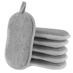 6 Pack Multipurpose Dish Scrubber Sponges, Non Scratch Sponge Microfiber Side for Dish Rough Side for Non Stick Cookware Reusable Sponge Scrub Sponge Dishcloth for Sink Pan Pot Countertop(Grey) 6 Pack Multipurpose Dish Scrubber Sponges, Non Scratch Sponge Microfiber Side for Dish Rough Side for Non Stick Cookware Reusable Sponge Scrub Sponge Dishcloth for Sink Pan Pot Countertop(Grey)