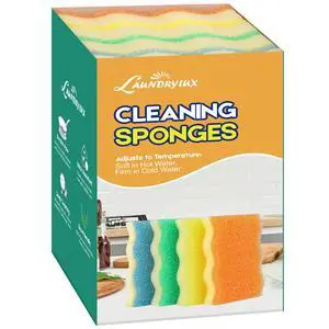 Scrub Sponge, 4 Pack Dual-Sided Temperature-Responsive Scrubber | Non-Scratch - Multipurpose Dish Sponges for Kitchens, Bathrooms, and Outdoor Use - Wave-Shaped Scrub Sponge, 4 Pack Dual-Sided Temperature-Responsive Scrubber | Non-Scratch - Multipurpose Dish Sponges for Kitchens, Bathrooms, and Outdoor Use - Wave-Shaped