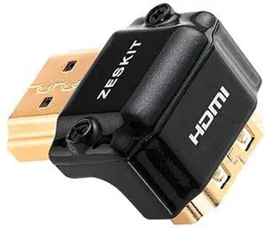 HDMI Adapter Male to Female Right Angle, Zinc Alloy Full Shielding 24K Gold Plated Connectors (SIDE-90/W) HDMI Adapter Male to Female Right Angle, Zinc Alloy Full Shielding 24K Gold Plated Connectors (SIDE-90/W)