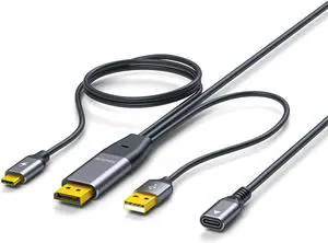 DisplayPort to USB-C Cable, DP to Type-c Female with Power Supply Suitable for Portable Displays and AR Glasses, Compatible with Type-C Display Devices Xreal, Rokid and RayNeo DisplayPort to USB-C Cable, DP to Type-c Female with Power Supply Suitable for Portable Displays and AR Glasses, Compatible with Type-C Display Devices Xreal, Rokid and RayNeo