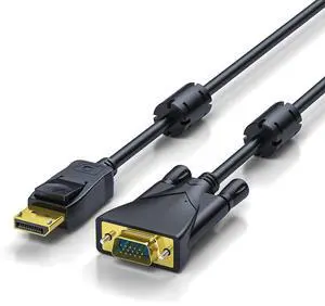 DisplayPort to VGA Cable 6.6FT, Active DP to VGA Adapter Cord with Gold-Plated Connectors, Shielded Design, Supports 1080P for Monitor, Projector, PC, Laptop DisplayPort to VGA Cable 6.6FT, Active DP to VGA Adapter Cord with Gold-Plated Connectors, Shielded Design, Supports 1080P for Monitor, Projector, PC, Laptop