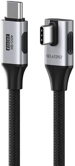 USB4 Cable, Right Angle 90Degree Braided 80Gbps, 240W Fast Charging, 8K@60Hz USB4 V2.0 USB-C Cable for iPhone 17 16 15 Pro Max, iPad Pro, MacBook, Thunderbolt 5/4 (Vertical 90 Degree, 3.3FT) USB4 Cable, Right Angle 90Degree Braided 80Gbps, 240W Fast Charging, 8K@60Hz USB4 V2.0 USB-C Cable for iPhone 17 16 15 Pro Max, iPad Pro, MacBook, Thunderbolt 5/4 (Vertical 90 Degree, 3.3FT)