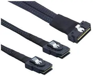 PCIe Slimline LP LowProfile SFF8654 8i to 2×SFF8087 Internal Server Cable, 30AWG 12Gbps HighSpeed Breakout Harness, 0.5M/19.68in PCIe Slimline LP LowProfile SFF8654 8i to 2×SFF8087 Internal Server Cable, 30AWG 12Gbps HighSpeed Breakout Harness, 0.5M/19.68in