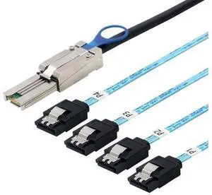 Mini SAS HD SFF8088 26Pin to 4×SATA 7Pin Female Fanout Cable, 6Gbps HighSpeed Server Hard Drive Cable, 28AWG, 10Ohm Impedance, 1M Mini SAS HD SFF8088 26Pin to 4×SATA 7Pin Female Fanout Cable, 6Gbps HighSpeed Server Hard Drive Cable, 28AWG, 10Ohm Impedance, 1M