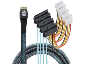 100cm Slimline SAS 4.0 SFF8654 4i 38pin Host RAID to 4 SAS 29Pin SFF8482 Hard Disk FanOut Splitter Cable, 1to4 Server RAID Cable 100cm Slimline SAS 4.0 SFF8654 4i 38pin Host RAID to 4 SAS 29Pin SFF8482 Hard Disk FanOut Splitter Cable, 1to4 Server RAID Cable