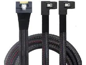 AntiMisplug PCIe Slimline SAS SFF8654 8i to Dual SAS SFF8087 RightAngle Server Cable, 32AWG HighSpeed Copper Wire Harness, 0.5M/19.68in AntiMisplug PCIe Slimline SAS SFF8654 8i to Dual SAS SFF8087 RightAngle Server Cable, 32AWG HighSpeed Copper Wire Harness, 0.5M/19.68in