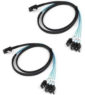 2PCS Reversed Mini SAS 36Pin SFF8087 Male to 4 SATA 7Pin Female Cable, Mini SAS (Target) to 4 SATA (Host) Cable 2PCS Reversed Mini SAS 36Pin SFF8087 Male to 4 SATA 7Pin Female Cable, Mini SAS (Target) to 4 SATA (Host) Cable