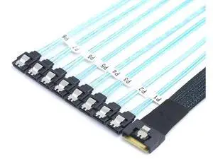 PCIE Slimline SAS SFF8654 8i to 8×SATA Hard Drive Cable, 32AWG Copper, FullHousing AntiMisplug Design, 24Gbps HighSpeed Harness, 0.5M/19.68in PCIE Slimline SAS SFF8654 8i to 8×SATA Hard Drive Cable, 32AWG Copper, FullHousing AntiMisplug Design, 24Gbps HighSpeed Harness, 0.5M/19.68in