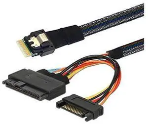31.49 Inches Mini Slimline SAS SFF8654 4i 38P to U.2 SAS SFF8639 ServerGrade Cable with SATA 15Pin Male Power Cable, 24Gbps HighSpeed, 32AWG 31.49 Inches Mini Slimline SAS SFF8654 4i 38P to U.2 SAS SFF8639 ServerGrade Cable with SATA 15Pin Male Power Cable, 24Gbps HighSpeed, 32AWG