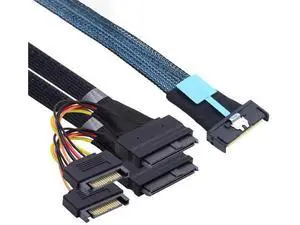 19.68 Inches Slimline SAS MCIO 8i 74Pin to Dual SFF8639 Server Cable with 15Pin Power Cable, 24Gbps HighSpeed Server Data Cable 19.68 Inches Slimline SAS MCIO 8i 74Pin to Dual SFF8639 Server Cable with 15Pin Power Cable, 24Gbps HighSpeed Server Data Cable