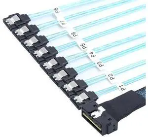 PCIe SlimSAS LP LowProfile SFF8654 8i 74Pin to 8×SATA Server Cable, 100 Impedance, 30AWG HighSpeed Data Cable, 1M PCIe SlimSAS LP LowProfile SFF8654 8i 74Pin to 8×SATA Server Cable, 100 Impedance, 30AWG HighSpeed Data Cable, 1M