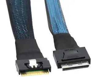 PCIe Gen4 SlimSAS SFF8654 8i to OCuLink SFF8611 8i Internal Server Cable, 32AWG Copper Harness, 24Gbps HighSpeed Data Transfer, 0.5M/19.68in PCIe Gen4 SlimSAS SFF8654 8i to OCuLink SFF8611 8i Internal Server Cable, 32AWG Copper Harness, 24Gbps HighSpeed Data Transfer, 0.5M/19.68in