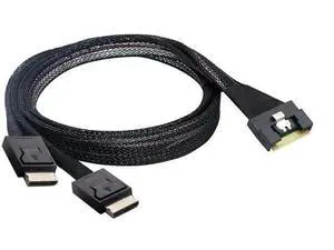 PCIe Slimline SAS SFF8654 8i to Dual OCuLink SFF8611 4i Server Cable, AntiMisplug Design, 32AWG Data Harness, 10 Ohm Impedance, 1M PCIe Slimline SAS SFF8654 8i to Dual OCuLink SFF8611 4i Server Cable, AntiMisplug Design, 32AWG Data Harness, 10 Ohm Impedance, 1M