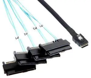 2Pack MiniSAS to SAS Cable, 1M / 3.3FT SFF8087 to 4×SFF8482 with SATA Power Adapter Cable 2Pack MiniSAS to SAS Cable, 1M / 3.3FT SFF8087 to 4×SFF8482 with SATA Power Adapter Cable