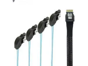 HighSpeed PCIe Slimline SAS 4.0 38Pin SFF8654 4i to 4Port SATA Adapter Cable with 7Pin RightAngle Female Connector HighSpeed PCIe Slimline SAS 4.0 38Pin SFF8654 4i to 4Port SATA Adapter Cable with 7Pin RightAngle Female Connector