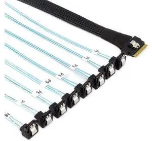 0.5M PCIe Slimline SAS SFF8654 8i to 8×SATA 90 Degree Server Cable, 24Gbps HighSpeed 32AWG 8Channel Hard Drive Data Transfer Cord 0.5M PCIe Slimline SAS SFF8654 8i to 8×SATA 90 Degree Server Cable, 24Gbps HighSpeed 32AWG 8Channel Hard Drive Data Transfer Cord