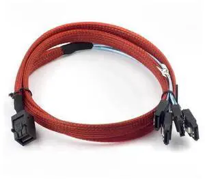 1m Mini SAS HD SFF8643 to 4X SATA Cable, 12Gbps HighSpeed Server Connection Wire, Red, 30AWG Copper 1m Mini SAS HD SFF8643 to 4X SATA Cable, 12Gbps HighSpeed Server Connection Wire, Red, 30AWG Copper