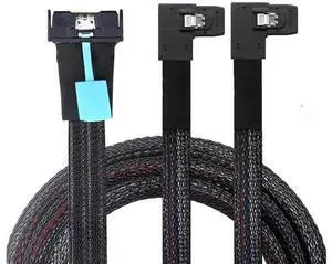 PCIe Gen5 MCIO 8X 8i to Dual Mini SAS SFF8087 Right Angle Server Adapter Cable, 32Gbps HighSpeed 85 Ohm Data Cable for RAID Controller, HDD, SSD, 1M/39.37in PCIe Gen5 MCIO 8X 8i to Dual Mini SAS SFF8087 Right Angle Server Adapter Cable, 32Gbps HighSpeed 85 Ohm Data Cable for RAID Controller, HDD, SSD, 1M/39.37in