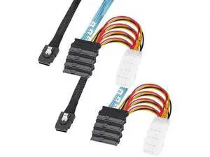 MiniSAS to SAS Breakout Cable, SFF8087 to 4×SFF8482 with SATA Power Adapter & Extra 4×4Pin Power Cable, 1M/3.3FT, 2Pack MiniSAS to SAS Breakout Cable, SFF8087 to 4×SFF8482 with SATA Power Adapter & Extra 4×4Pin Power Cable, 1M/3.3FT, 2Pack