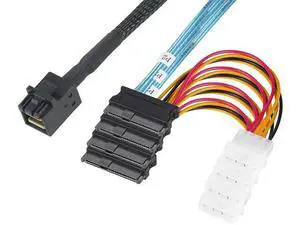 SFF8643 Internal Mini SAS HD to 4×29Pin SFF8482 Connectors with Power Port, 12Gbps Server Hard Drive Cable, 1M SFF8643 Internal Mini SAS HD to 4×29Pin SFF8482 Connectors with Power Port, 12Gbps Server Hard Drive Cable, 1M
