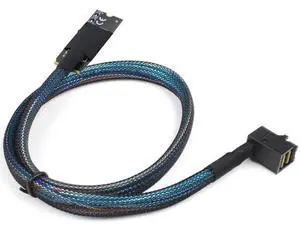 Compatible M.2 (MKey) to SFF8643 SAS HD 90Degree Cable, 12Gbps HighSpeed Server Harness, 30AWG Copper, Plug & Play, 0.5M/19.68in Compatible M.2 (MKey) to SFF8643 SAS HD 90Degree Cable, 12Gbps HighSpeed Server Harness, 30AWG Copper, Plug & Play, 0.5M/19.68in