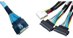 SlimSAS 8X to 2×U.2 NVMe Adapter Cable, SFF8654 74Pin to 2×SFF8639 68Pin with Power, 75CM, Compatible with Broadcom MPN 056000500 / CBLSAST0953 SlimSAS 8X to 2×U.2 NVMe Adapter Cable, SFF8654 74Pin to 2×SFF8639 68Pin with Power, 75CM, Compatible with Broadcom MPN 056000500 / CBLSAST0953