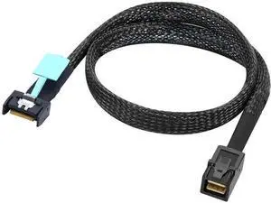 Gen5 MCIO Slimline SFF8654 4i to HD SFF8643 Server Data Cable, 12Gbps HighSpeed 85 Ohm Black Flat Connector, 0.8M Gen5 MCIO Slimline SFF8654 4i to HD SFF8643 Server Data Cable, 12Gbps HighSpeed 85 Ohm Black Flat Connector, 0.8M